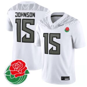 Tez Johnson  #15 Oregon Ducks Rose Bowl Patch Vapor  White