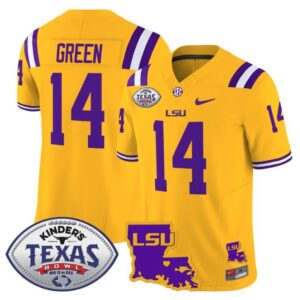 Trey'Dez Green  #14 LSU Tigers 2024 Texas Bowl  Gold