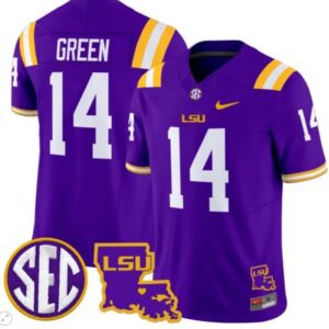 Trey'Dez Green  #14 LSU Tigers 2024 Vapor  College  Stitched Purple