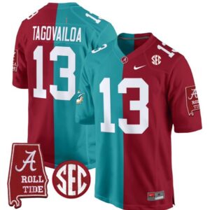 Tua Tagovailoa  #13 Alabama Crimson Tide Split  Game Stitched