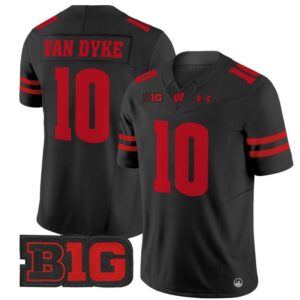 Tyler Van Dyke  #10 Wisconsin Badgers Vapor  Stitched Black