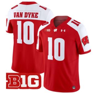 Tyler Van Dyke  #10 Wisconsin Badgers Vapor  Stitched Red Alternate