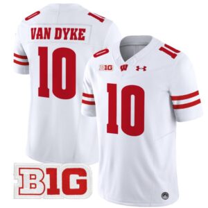 Tyler Van Dyke  #10 Wisconsin Badgers Vapor  Stitched White