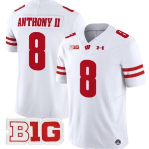 Vinny Anthony II  #8 Wisconsin Badgers Vapor  Stitched White
