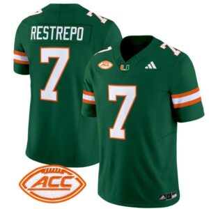 Xavier Restrepo  #7 Miami Hurricanes Vapor  Stitched Green