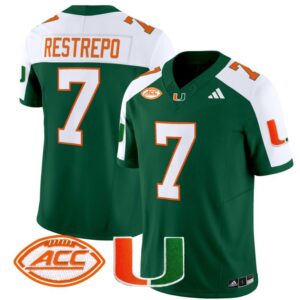 Xavier Restrepo  #7 Miami Hurricanes Vapor  Stitched Green Alternate