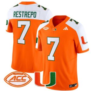 Xavier Restrepo  #7 Miami Hurricanes Vapor  Stitched Orange Alternate
