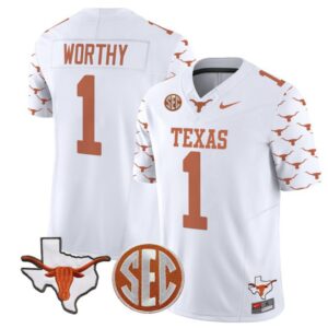 Xavier Worthy  #1 Texas Longhorns State  Stitched White