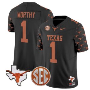 Xavier Worthy  #1 Texas Longhorns State  Vapor  College  Stitched Black