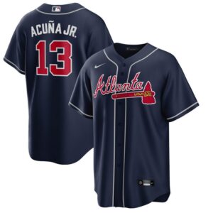 Atlanta Braves Ronald Acuna Jr. Navy Alternate Replica Player Name