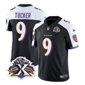 Baltimore Ravens Justin Tucker Black White 2023 F.U.S.E With Patch Throwback Vapor Limited Sti