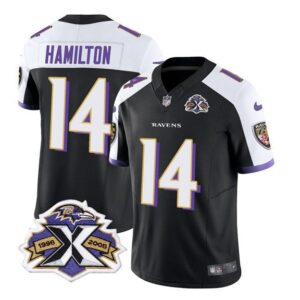 Baltimore Ravens Kyle Hamilton Black White 2023 F.U.S.E With Patch Throwback Vapor Limited Sti