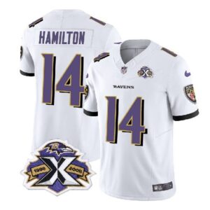 Baltimore Ravens Kyle Hamilton White 2023 F.U.S.E With Patch Throwback Vapor Limited Stitched