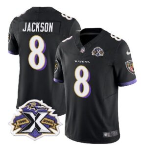 Baltimore Ravens Lamar Jackson Black 2023 F.U.S.E With Patch Throwback Vapor Limited Stitched