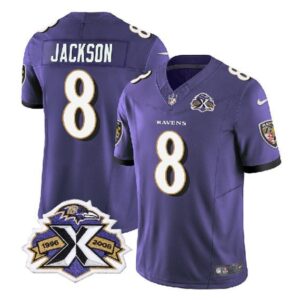 Baltimore Ravens Lamar Jackson Purple 2023 F.U.S.E With Patch Throwback Vapor Limited Stitched