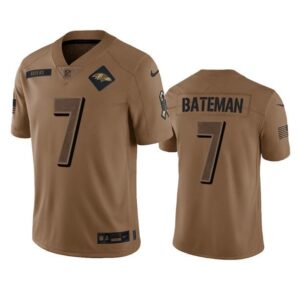 Baltimore Ravens Rashod Bateman 2023 Brown Salute To Service Limited Stitched