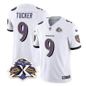 Baltimore Ravens ustin Tucker White 2023 F.U.S.E With Patch Throwback Vapor Limited Stitched J