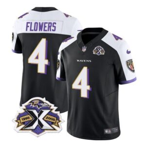 Baltimore Ravens Zay Flowers Black White 2023 F.U.S.E With Patch Throwback Vapor Limited Stitc