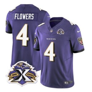 Baltimore Ravens Zay Flowers Purple 2023 F.U.S.E With Patch Throwback Vapor Limited Stitched J