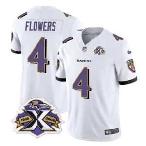 Baltimore Ravens Zay Flowers White 2023 F.U.S.E With Patch Throwback Vapor Limited Stitched Je