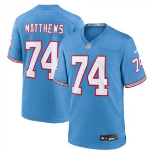 Bruce Matthews Tennessee Titans Oilers Throwback Retired Player Game  - Light Blue