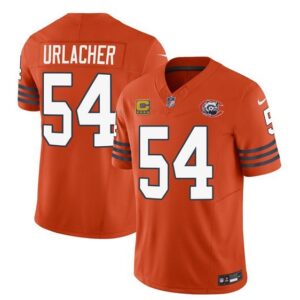 Chicago Bears Brian Urlacher Orange 2023 With 4-star C PatchThrowback Limited Stitched Game J