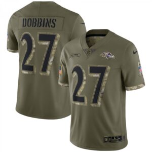J.K. Dobbins Baltimore Ravens 2022 Salute To Service Limited  - Olive