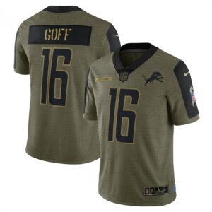 Jared Goff Detroit Lions 2021 Salute To Service Limited Player  - Olive