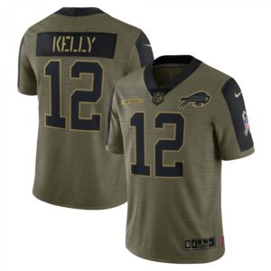 Jim Kelly Buffalo Bills 2021 Salute To Service Retired Player Limited  - Olive