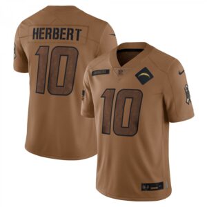 Justin Herbert Los Angeles Chargers 2023 Salute To Service Limited  - Brown