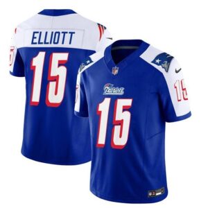 New England Patriots Ezekiel Elliott Blue White 2023 F.U.S.E. Vapor Limited Stitched