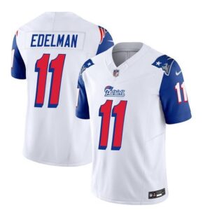 New England Patriots Julian Edelman White Blue 2023 F.U.S.E. Vapor Limited Stitched