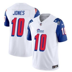 New England Patriots Mac Jones White Blue 2023 F.U.S.E. Vapor Limited Stitched