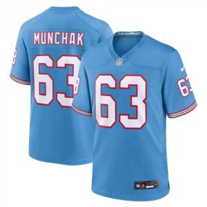 Mike Munchak Tennessee Titans Oilers Throwback Retired Player Game  - Light Blue