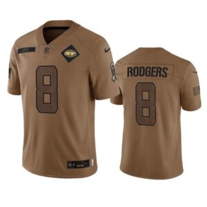 New York Jets Aaron Rodgers 2023 Brown Salute To Service Limited Stitched