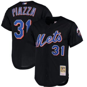 New York Mets Mike Piazza Mitchell & Ness Black Cooperstown Collection Mesh Batting Practice J