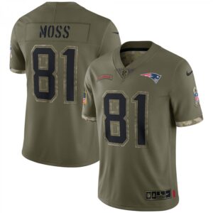 Randy Moss New England Patriots 2022 Salute To Service Retired Player Limited  - Olive
