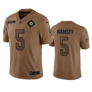 Miami Dolphins Jalen Ramsey 2023 Brown Salute To Service Limited Stitched