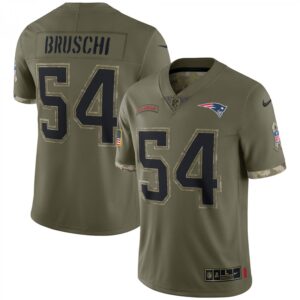 Tedy Bruschi New England Patriots 2022 Salute To Service Retired Player Limited  - Olive