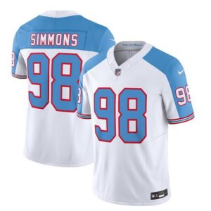 Tennessee Titans Jeffery Simmons White Blue 2023 F.U.S.E. Vapor Limited Throwback Stitched Jer