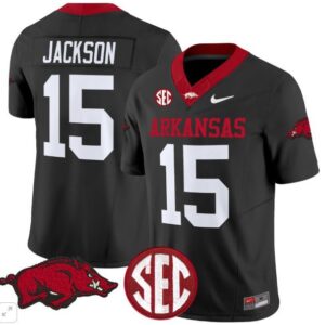 KJ Jackson  #15 Arkansas Razorbacks Home Vapor Patch   Black
