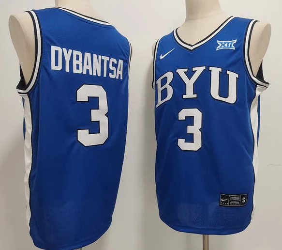 Mens BYU Cougars #3 AJ Dybantsa 2025 XII Royal Basketball Game Jersey