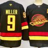 Men's Vancouver Canucks #9 J.T. Miller Black 2024-25 With A Patch Alternate Stitched Hockey Jersey