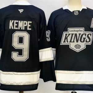 Men's Los Angeles Kings #9 Adrian Kempe Black 2024-25 Home With A Patch Stitched Hockey Jersey