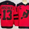 Men's New Jersey Devils #13 Nico Hischier Red 2024-25 With C Patch Stitched Hockey Jersey