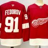 Men's Detroit Red Wings #91 Sergei Fedorov Red 2024-25 Home Stitched Jersey