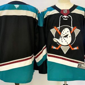 Men's Anaheim Ducks Blank Black Teal 2024-25 Stitched Jersey