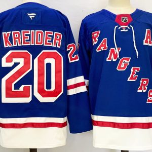 Men's New York Rangers #20 Chris Kreider Royal 2024-25 Home With A Patch Stitched Hockey Jersey