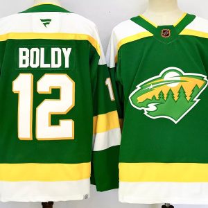Men's Minnesota Wild #12 Matt Boldy Green 2024-25 Alternate Stitched Hockey Jersey