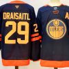Men's Edmonton Oilers #29 Leon Draisaitl Navy 2024-25 A Patch Stitched Jersey